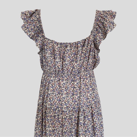 NWT English Factory Floral Ruffle Sleeve Maxi Dress in Ivory Multi - Picture 10 of 16